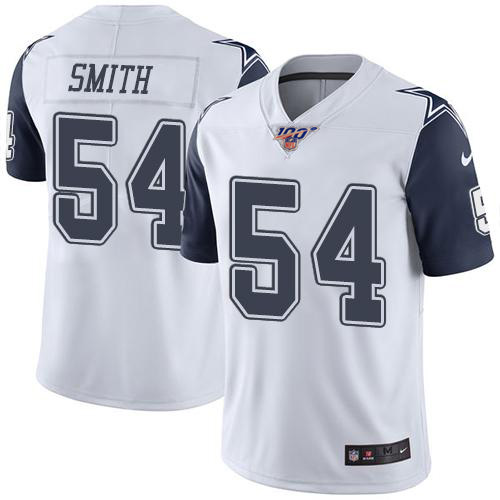 Men's Dallas Cowboys #54 Jaylon Smith White 2019 100th Season Color Rush Limited Stitched NFL Jersey